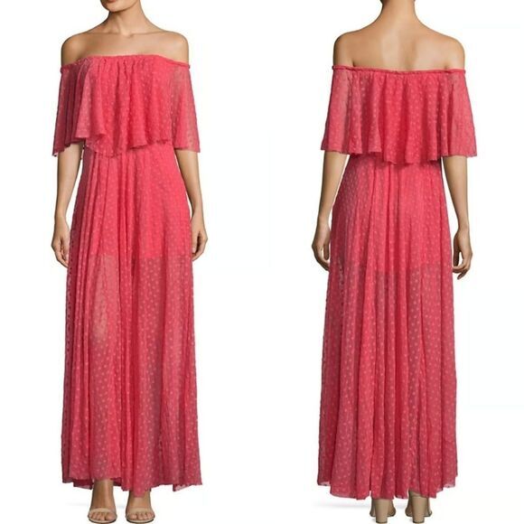 Likely‎ NWT Blaine Ruffle Gown maxi dress in Pink Coral Women's Size 8 - Picture 1 of 8